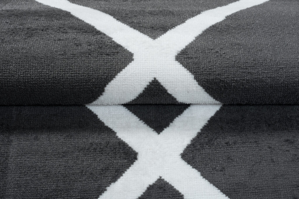 Vloerkleed Luxury Donker Grijs Wit Geometrisch Geruit