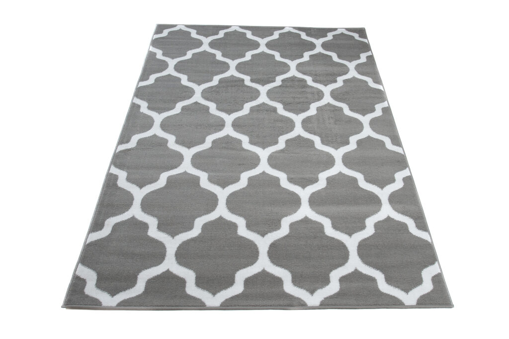 Vloerkleed Luxury Licht Grijs Wit Geometrisch Trellis