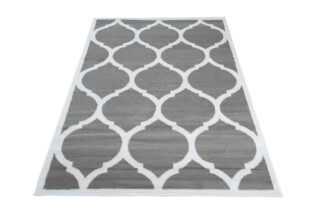 Vloerkleed Luxury Grijs Wit Marokkaanse Trellis Frame