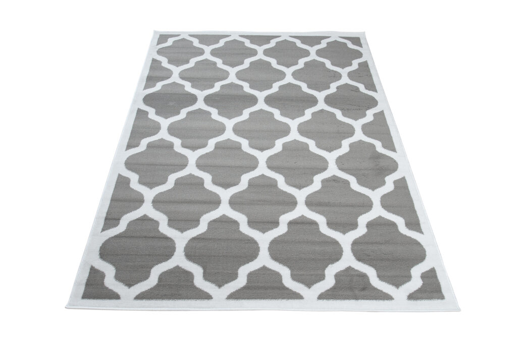 Vloerkleed Luxury Grijs Wit Geometrisch Trellis Frame