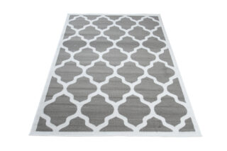 Vloerkleed Luxury Grijs Wit Geometrisch Trellis Frame
