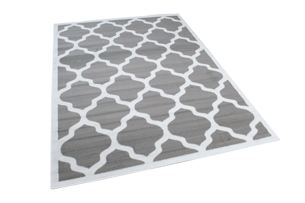 Vloerkleed Luxury Grijs Wit Geometrisch Trellis Frame