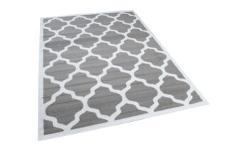 Vloerkleed Luxury Grijs Wit Geometrisch Trellis Frame