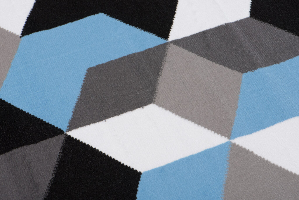 Vloerkleed Maya Grijs Blauw Kubussen
