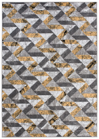 Vloerkleed Maya Grijs Geel Abstract Zigzag