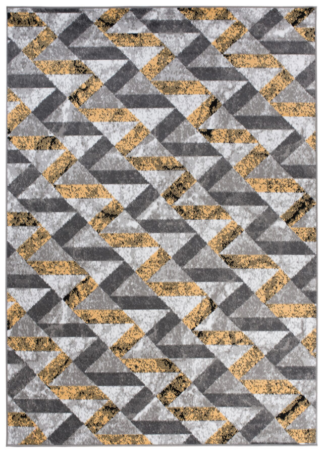 Vloerkleed Maya Grijs Geel Abstract Zigzag