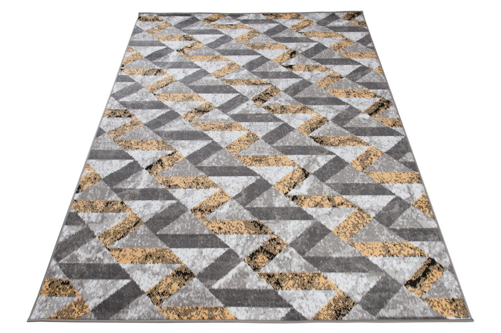 Vloerkleed Maya Grijs Geel Abstract Zigzag