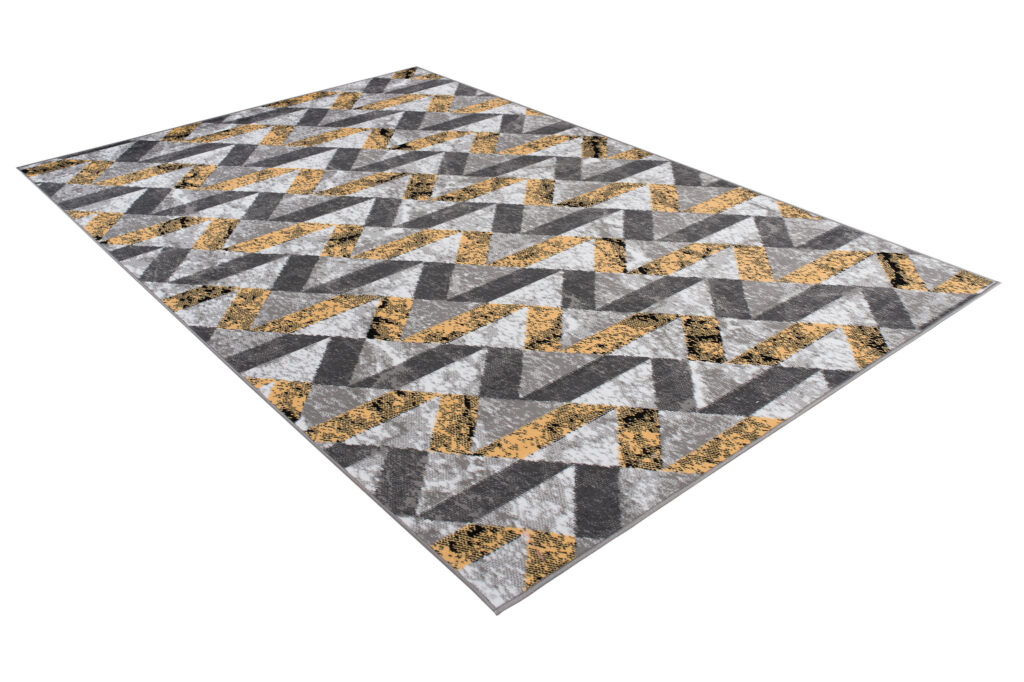 Vloerkleed Maya Grijs Geel Abstract Zigzag