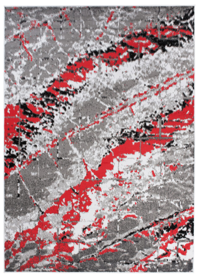 Vloerkleed Maya Grijs Rood Modern