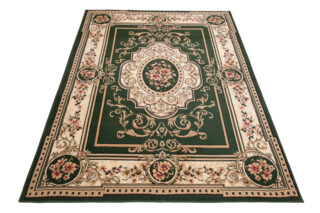 Vloerkleed Atlas Groen Creme Traditioneel Medaillon
