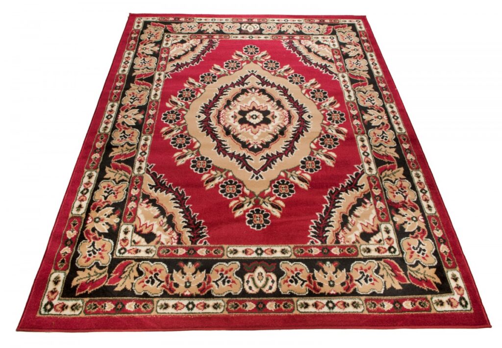 Vloerkleed Atlas Rood Beige Traditioneel Rozet Frame