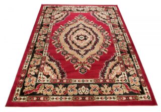 Vloerkleed Atlas Rood Beige Traditioneel Rozet Frame