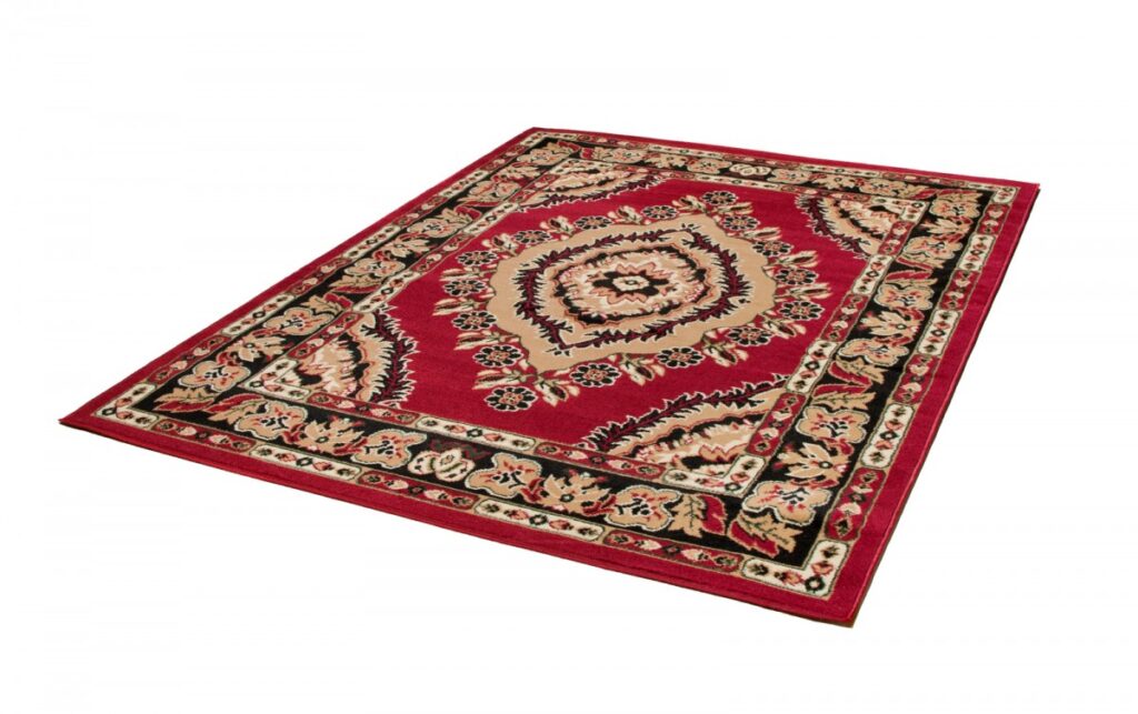 Vloerkleed Atlas Rood Beige Traditioneel Rozet Frame