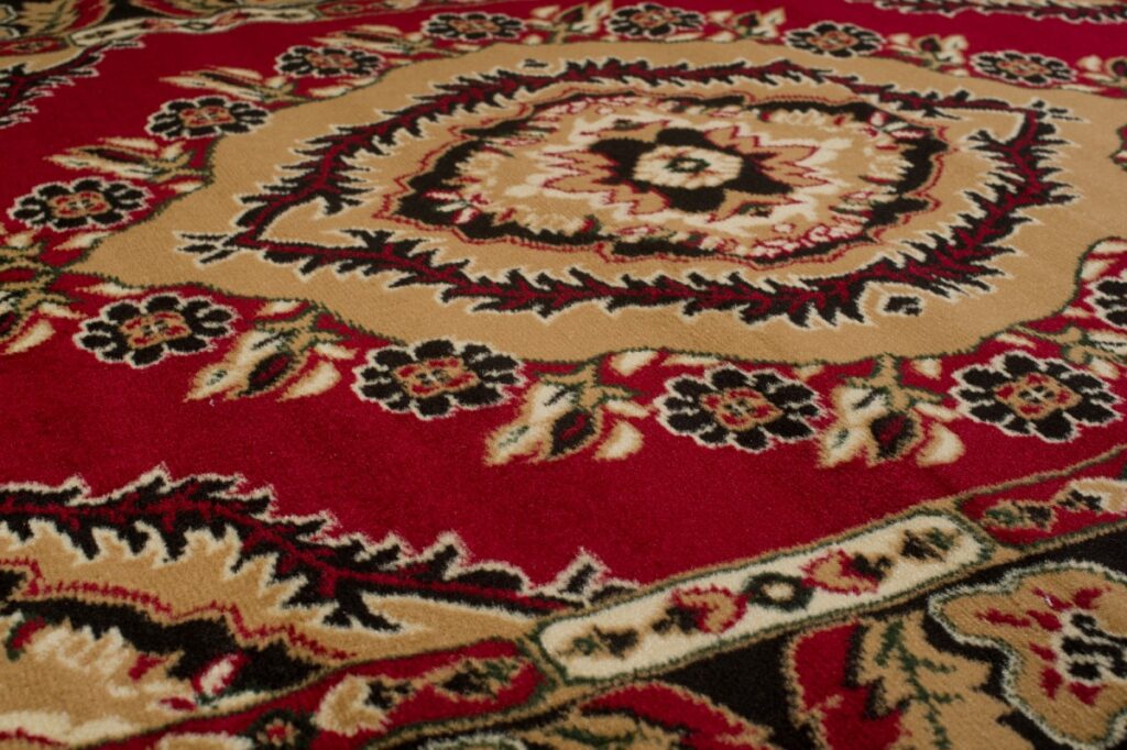 Vloerkleed Atlas Rood Beige Traditioneel Rozet Frame