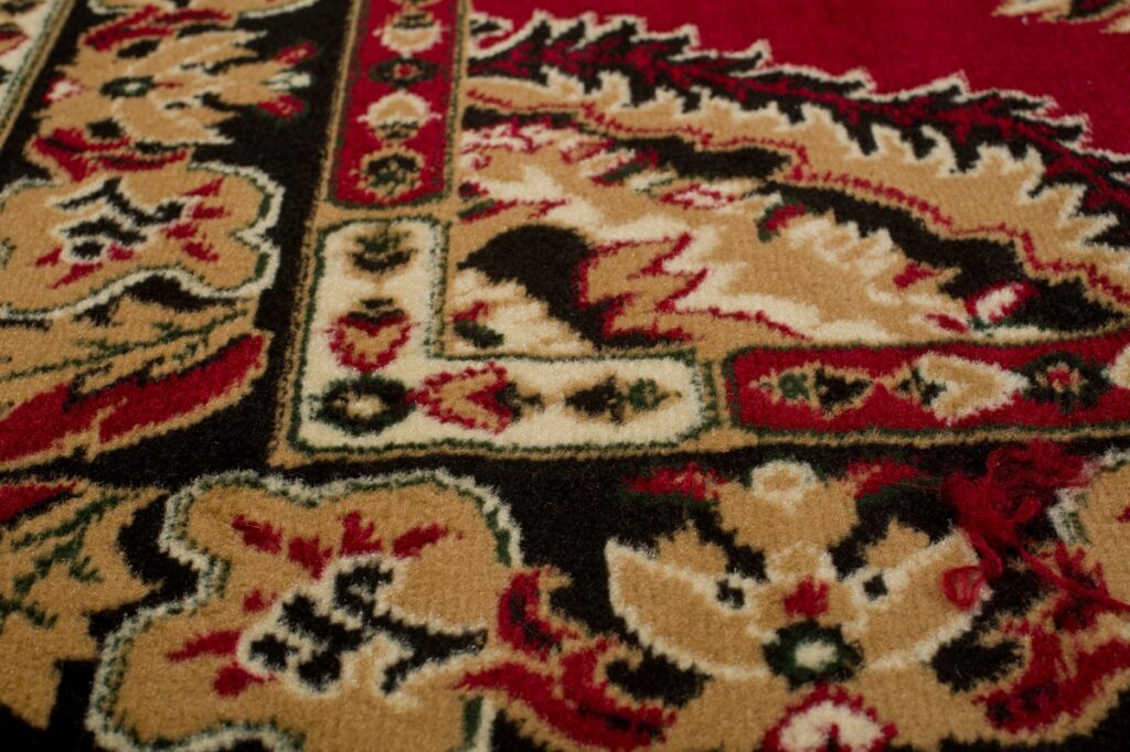 Vloerkleed Atlas Rood Beige Traditioneel Rozet Frame