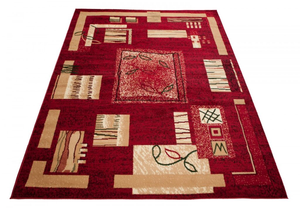 Vloerkleed Atlas Rood Beige Geometrisch Bladeren