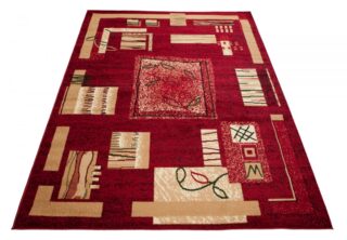 Vloerkleed Atlas Rood Beige Geometrisch Bladeren