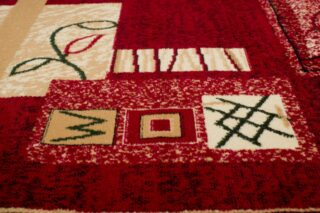 Vloerkleed Atlas Rood Beige Geometrisch Bladeren