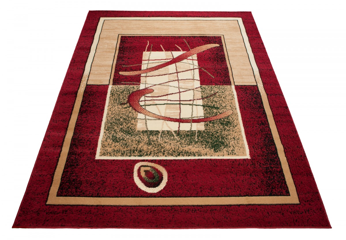 Vloerkleed Atlas Rood Beige Abstract Geometrisch