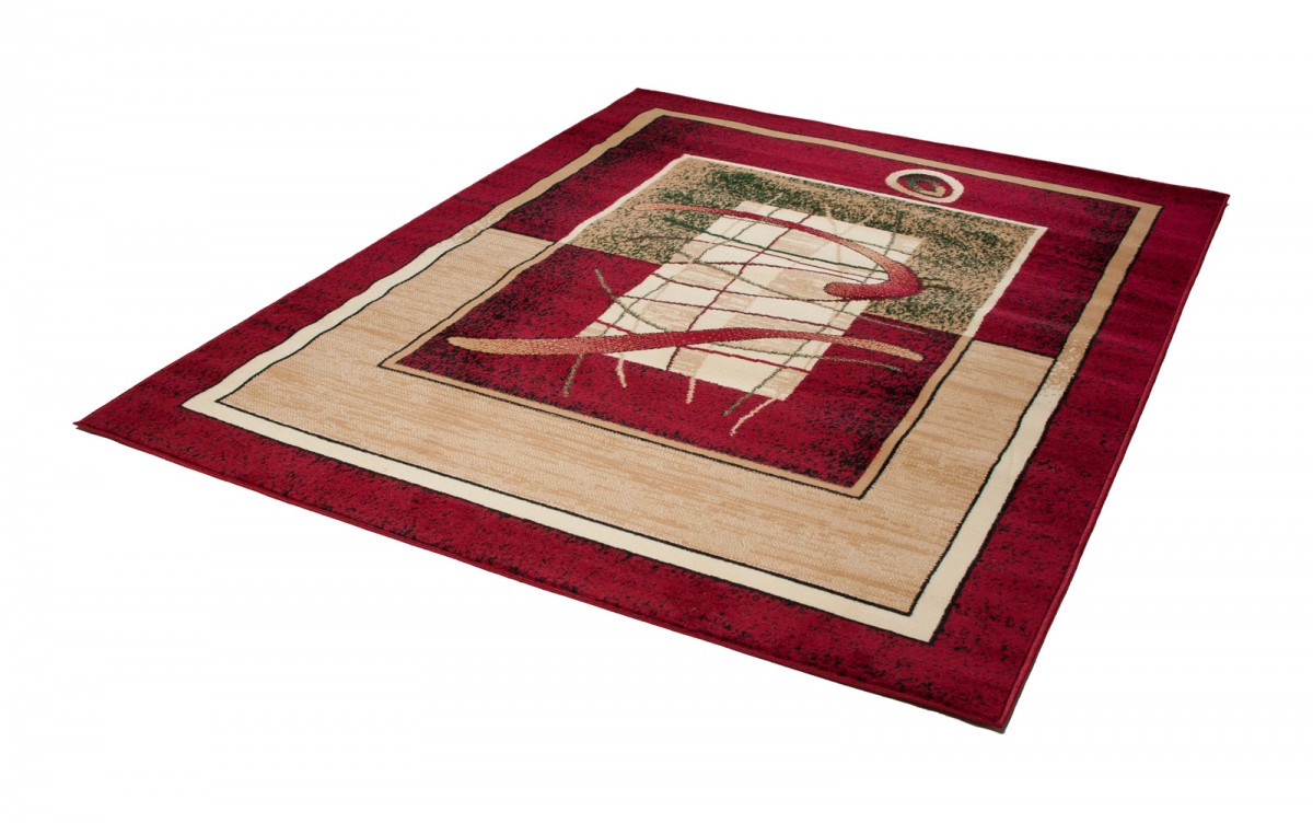 Vloerkleed Atlas Rood Beige Abstract Geometrisch