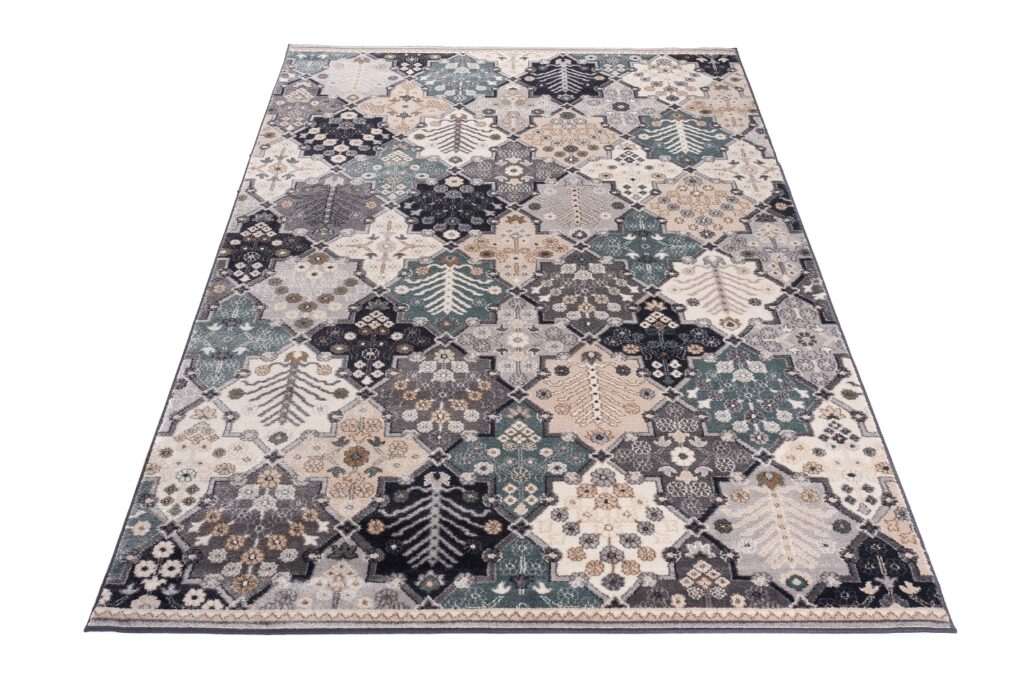 Vloerkleed Colorado Grijs Creme Mozaïek Vintage