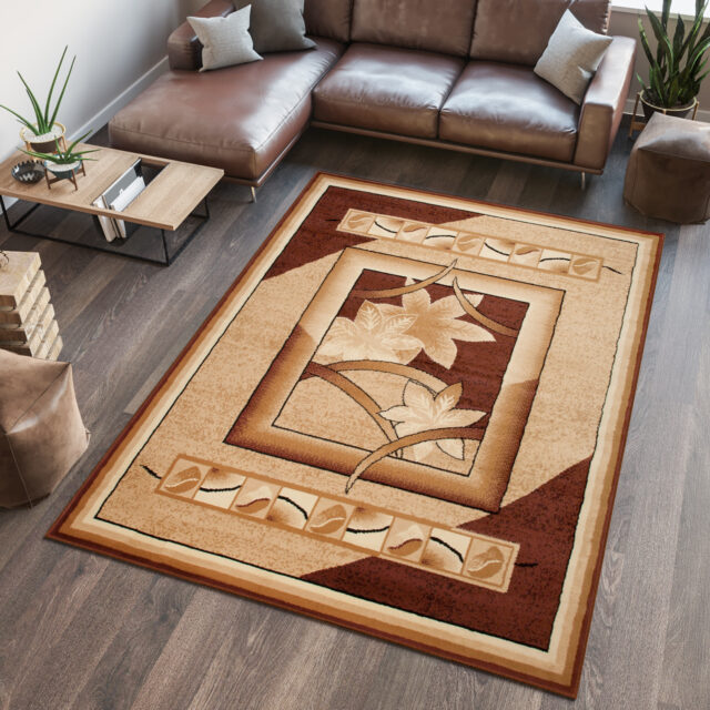 Vloerkleed Atlas Beige Bruin Geometrisch Gebloemd