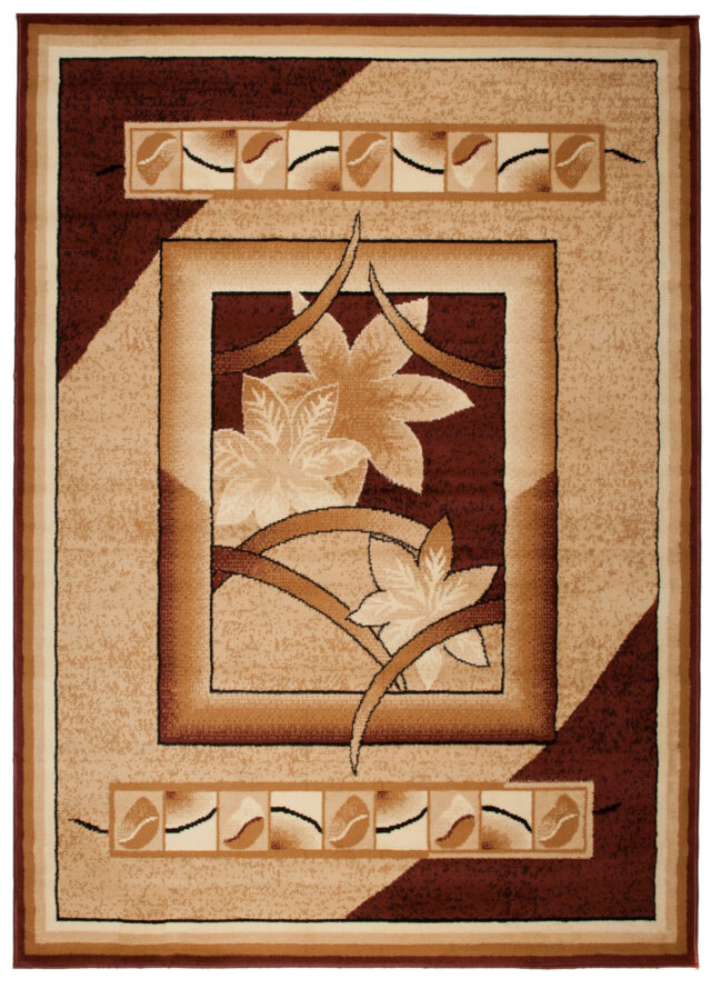 Vloerkleed Atlas Beige Bruin Geometrisch Gebloemd