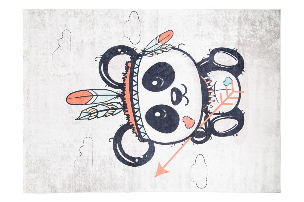 Vloerkleed Emma Kinderkamer Grijs Gewreven Panda
