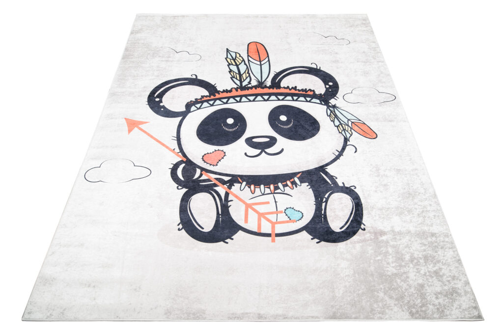 Vloerkleed Emma Kinderkamer Grijs Gewreven Panda