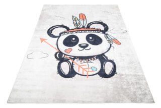 Vloerkleed Emma Kinderkamer Grijs Gewreven Panda