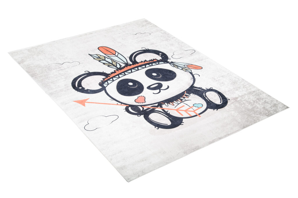 Vloerkleed Emma Kinderkamer Grijs Gewreven Panda