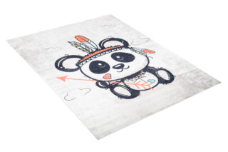 Vloerkleed Emma Kinderkamer Grijs Gewreven Panda