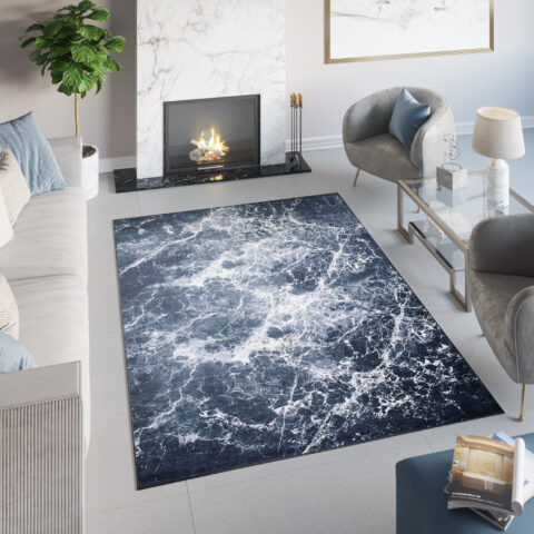 Vloerkleed Toscana Grijs Marineblauw Licht Marmer