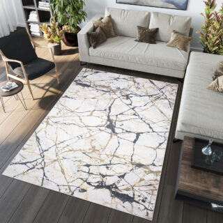Vloerkleed Toscana Beige Gouden Zwart Marmer