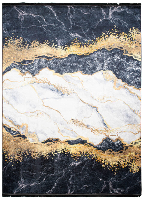 Vloerkleed Toscana Kwastjes Grijs Gouden Abstract
