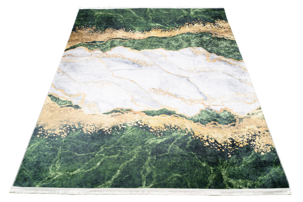 Vloerkleed Toscana Kwastjes Groen Grijs Gouden