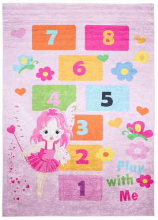 Vloerkleed Emma Kinderkamer Roze Fairy Hinkelen Antislip