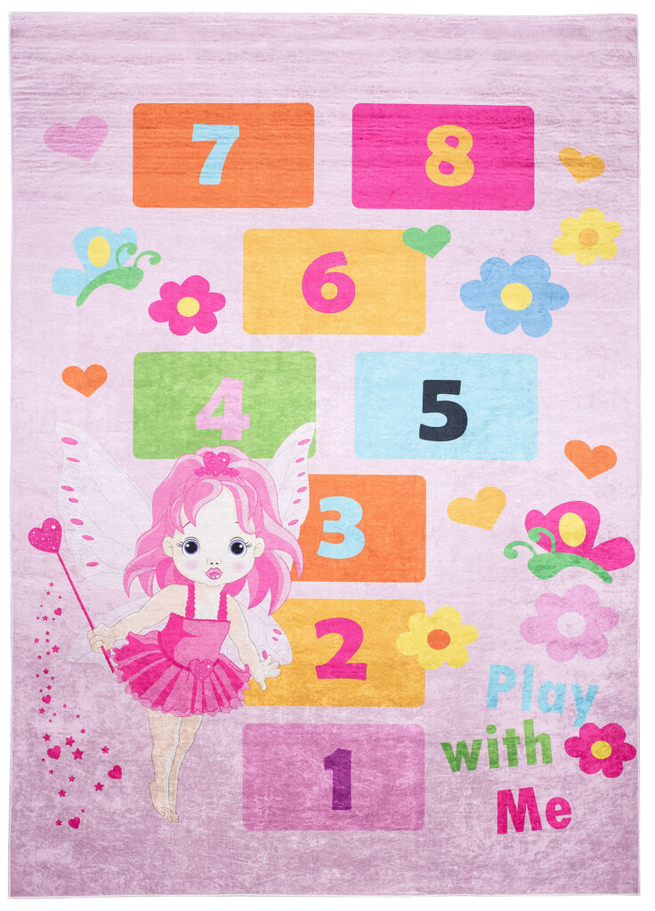 Vloerkleed Emma Kinderkamer Roze Fairy Hinkelen Antislip