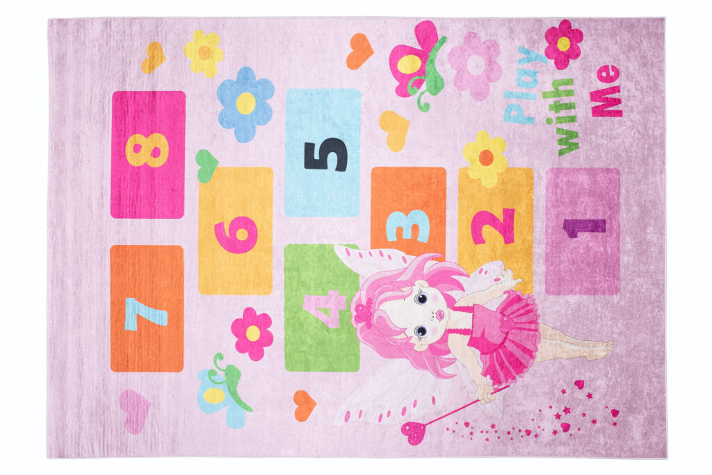 Vloerkleed Emma Kinderkamer Roze Fairy Hinkelen Antislip