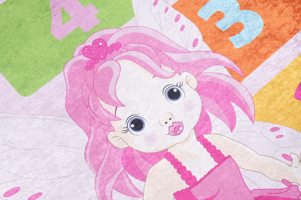 Vloerkleed Emma Kinderkamer Roze Fairy Hinkelen Antislip