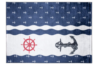 Vloerkleed Emma Kinderkamer Donkerblauw Wit Ankers Antislip