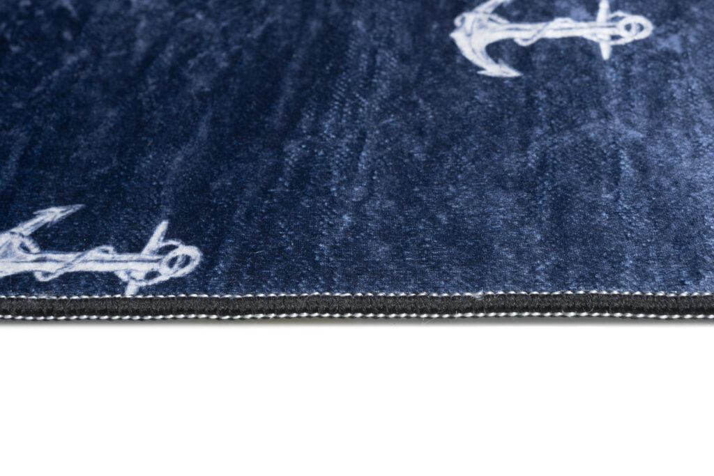 Vloerkleed Emma Kinderkamer Donkerblauw Wit Ankers Antislip