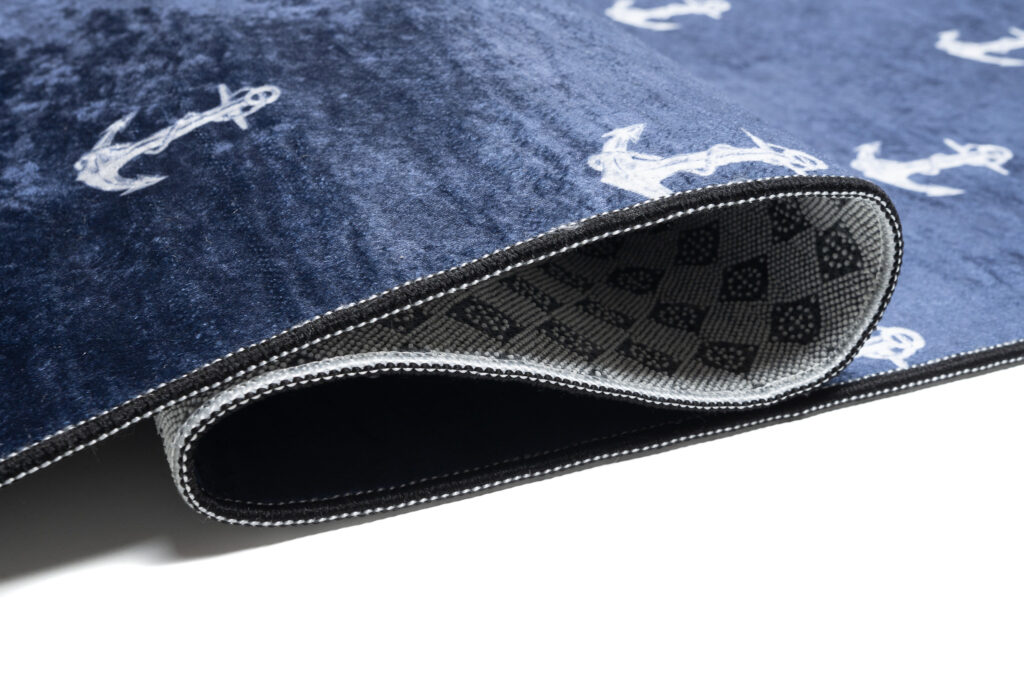 Vloerkleed Emma Kinderkamer Donkerblauw Wit Ankers Antislip
