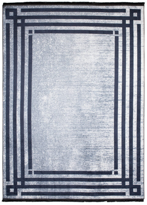 Vloerkleed Toscana Kwastjes Grijs Blauw Frame
