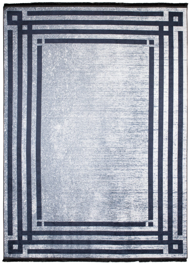 Vloerkleed Toscana Kwastjes Grijs Blauw Frame