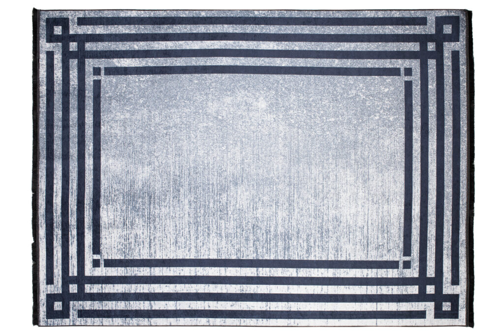 Vloerkleed Toscana Kwastjes Grijs Blauw Frame