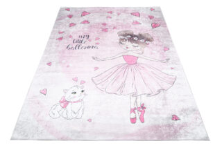 Vloerkleed Emma Kinderkamer Roze Ballerina Poes Antislip