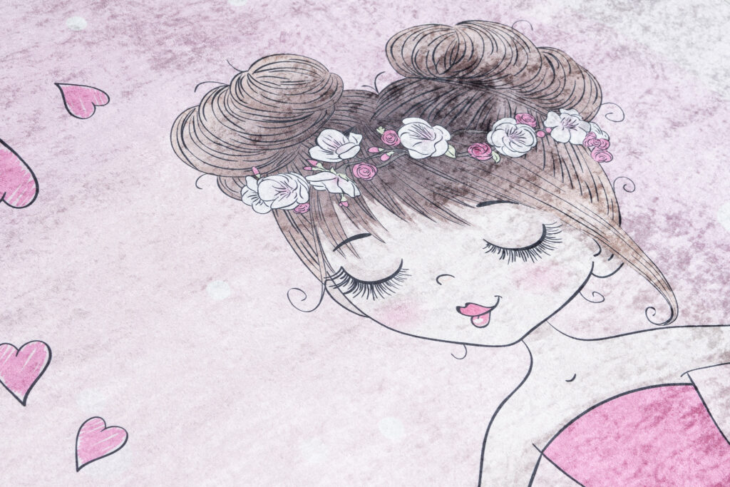 Vloerkleed Emma Kinderkamer Roze Ballerina Poes Antislip