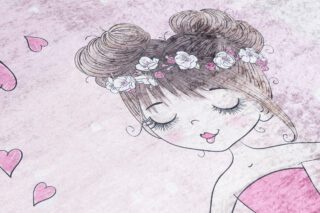 Vloerkleed Emma Kinderkamer Roze Ballerina Poes Antislip