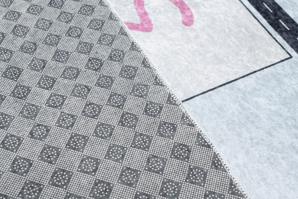 Vloerkleed Emma Kinderkamer Blauw Grijs Hinkelen Antislip